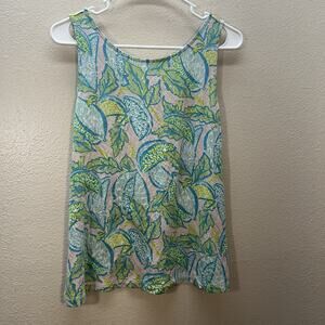 Lilly Pulitzer Tank Top Women's Sz M Resort Wear Blue Tropical Pima Cotton Modal